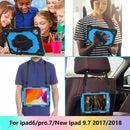 Contrast Color Robot Shockproof Silicon + PC Protective Case with Holder & Shoulder Strap For iPad 9.7 (2018) & (2017) / Air 2 / Air(Black+Blue)