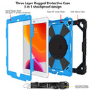 Contrast Color Robot Shockproof Silicon + PC Protective Case with Holder & Shoulder Strap For iPad 9.7 (2018) & (2017) / Air 2 / Air(Black+Blue)