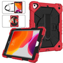 Contrast Color Robot Shockproof Silicon + PC Protective Case with Holder & Shoulder Strap For iPad 9.7 (2018) & (2017) / Air 2 / Air(Red+Black)
