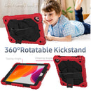 Contrast Color Robot Shockproof Silicon + PC Protective Case with Holder & Shoulder Strap For iPad 9.7 (2018) & (2017) / Air 2 / Air(Red+Black)