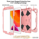 Contrast Color Robot Shockproof Silicon + PC Protective Case with Holder & Shoulder Strap For iPad 9.7 (2018) & (2017) / Air 2 / Air(Rose Gold)