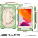 Contrast Color Robot Shockproof Silicon + PC Protective Case with Holder & Shoulder Strap For iPad 9.7 (2018) & (2017) / Air 2 / Air(Matcha Green+Beige)