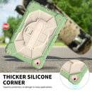 Contrast Color Robot Shockproof Silicon + PC Protective Case with Holder & Shoulder Strap For iPad 9.7 (2018) & (2017) / Air 2 / Air(Matcha Green+Beige)