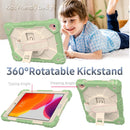 Contrast Color Robot Shockproof Silicon + PC Protective Case with Holder & Shoulder Strap For iPad 9.7 (2018) & (2017) / Air 2 / Air(Matcha Green+Beige)