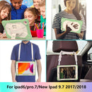 Contrast Color Robot Shockproof Silicon + PC Protective Case with Holder & Shoulder Strap For iPad 9.7 (2018) & (2017) / Air 2 / Air(Matcha Green+Beige)