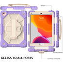 Contrast Color Robot Shockproof Silicon + PC Protective Case with Holder & Shoulder Strap For iPad 9.7 (2018) & (2017) / Air 2 / Air(Purple+Beige)
