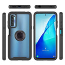 For TCL 20S Starry Sky Solid Color Series Shockproof PC + TPU Protective Case with Ring Holder & Magnetic Function(Black)