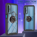 For TCL 20S Starry Sky Solid Color Series Shockproof PC + TPU Protective Case with Ring Holder & Magnetic Function(Black)