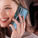 For TCL 20S Starry Sky Solid Color Series Shockproof PC + TPU Protective Case with Ring Holder & Magnetic Function(Black)