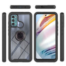 For Motorola Moto G60 Starry Sky Solid Color Series Shockproof PC + TPU Protective Case with Ring Holder & Magnetic Function(Black)