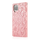For Samsung Galaxy A12 Skin Feel Embossed Sunflower Horizontal Flip Leather Case with Holder & Card Slots & Wallet & Lanyard(Rose Gold)