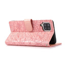 For Samsung Galaxy A12 Skin Feel Embossed Sunflower Horizontal Flip Leather Case with Holder & Card Slots & Wallet & Lanyard(Rose Gold)