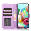 For Samsung Galaxy A71 Skin Feel Embossed Sunflower Horizontal Flip Leather Case with Holder & Card Slots & Wallet & Lanyard(Purple)