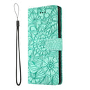 For Samsung Galaxy Note9 Skin Feel Embossed Sunflower Horizontal Flip Leather Case with Holder & Card Slots & Wallet & Lanyard(Green)