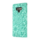 For Samsung Galaxy Note9 Skin Feel Embossed Sunflower Horizontal Flip Leather Case with Holder & Card Slots & Wallet & Lanyard(Green)