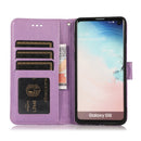 For Samsung Galaxy S10 Skin Feel Embossed Sunflower Horizontal Flip Leather Case with Holder & Card Slots & Wallet & Lanyard(Purple)