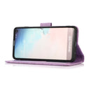 For Samsung Galaxy S10 Skin Feel Embossed Sunflower Horizontal Flip Leather Case with Holder & Card Slots & Wallet & Lanyard(Purple)
