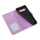 For Samsung Galaxy S10 Skin Feel Embossed Sunflower Horizontal Flip Leather Case with Holder & Card Slots & Wallet & Lanyard(Purple)