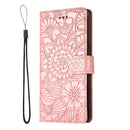 For Samsung Galaxy Note8 Skin Feel Embossed Sunflower Horizontal Flip Leather Case with Holder & Card Slots & Wallet & Lanyard(Rose Gold)