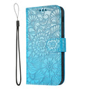 For Samsung Galaxy A5 (2017) Skin Feel Embossed Sunflower Horizontal Flip Leather Case with Holder & Card Slots & Wallet & Lanyard(Blue)