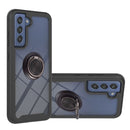 For Samsung Galaxy S21 FE Starry Sky Solid Color Series Shockproof PC + TPU Protective Case with Ring Holder & Magnetic Function(Black)