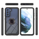 For Samsung Galaxy S21 FE Starry Sky Solid Color Series Shockproof PC + TPU Protective Case with Ring Holder & Magnetic Function(Black)