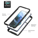 For Samsung Galaxy S21 FE Starry Sky Solid Color Series Shockproof PC + TPU Protective Case with Ring Holder & Magnetic Function(Black)