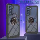 For Samsung Galaxy S21 FE Starry Sky Solid Color Series Shockproof PC + TPU Protective Case with Ring Holder & Magnetic Function(Black)