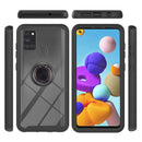 For Samsung Galaxy A21s / A217F Starry Sky Solid Color Series Shockproof PC + TPU Protective Case with Ring Holder & Magnetic Function(Black)