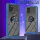 For Samsung Galaxy A21s / A217F Starry Sky Solid Color Series Shockproof PC + TPU Protective Case with Ring Holder & Magnetic Function(Blue)