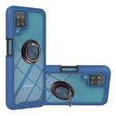 For Samsung Galaxy A12 Starry Sky Solid Color Series Shockproof PC + TPU Protective Case with Ring Holder & Magnetic Function(Blue)