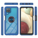 For Samsung Galaxy A12 Starry Sky Solid Color Series Shockproof PC + TPU Protective Case with Ring Holder & Magnetic Function(Blue)