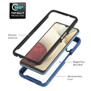 For Samsung Galaxy A12 Starry Sky Solid Color Series Shockproof PC + TPU Protective Case with Ring Holder & Magnetic Function(Blue)