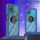 For Samsung Galaxy A12 Starry Sky Solid Color Series Shockproof PC + TPU Protective Case with Ring Holder & Magnetic Function(Blue)