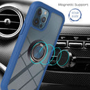 For Samsung Galaxy A12 Starry Sky Solid Color Series Shockproof PC + TPU Protective Case with Ring Holder & Magnetic Function(Blue)