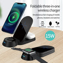 H22 3 In 1 Multi-function Foldable Smart Wireless Charger for Smart Phones & iWatches & AirPods(White)