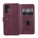 For OPPO Reno5 5G Multifunctional Magnetic Copper Buckle Horizontal Flip Solid Color Leather Case with 10 Card Slots & Wallet & Holder & Photo Frame(Wine Red)