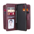 For OPPO Reno5 5G Multifunctional Magnetic Copper Buckle Horizontal Flip Solid Color Leather Case with 10 Card Slots & Wallet & Holder & Photo Frame(Wine Red)