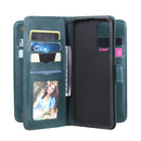 For OPPO Reno5 5G Multifunctional Magnetic Copper Buckle Horizontal Flip Solid Color Leather Case with 10 Card Slots & Wallet & Holder & Photo Frame(Dark Green)