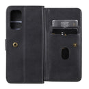 For OPPO Reno5 5G Multifunctional Magnetic Copper Buckle Horizontal Flip Solid Color Leather Case with 10 Card Slots & Wallet & Holder & Photo Frame(Black)