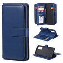 For OPPO Reno5 5G Multifunctional Magnetic Copper Buckle Horizontal Flip Solid Color Leather Case with 10 Card Slots & Wallet & Holder & Photo Frame(Dark Blue)