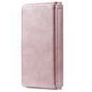 For OPPO Reno5 5G Multifunctional Magnetic Copper Buckle Horizontal Flip Solid Color Leather Case with 10 Card Slots & Wallet & Holder & Photo Frame(Rose Gold)