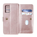 For OPPO Reno5 5G Multifunctional Magnetic Copper Buckle Horizontal Flip Solid Color Leather Case with 10 Card Slots & Wallet & Holder & Photo Frame(Rose Gold)