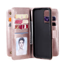 For OPPO Reno5 5G Multifunctional Magnetic Copper Buckle Horizontal Flip Solid Color Leather Case with 10 Card Slots & Wallet & Holder & Photo Frame(Rose Gold)