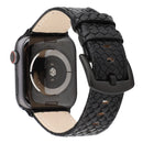 Snakeskin Leather Replacement Watch Band For Apple Watch Series 7 41mm / 6 & SE & 5 & 4 40mm / 3 & 2 & 1 38mm(Black)