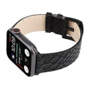 Snakeskin Leather Replacement Watch Band For Apple Watch Series 7 41mm / 6 & SE & 5 & 4 40mm / 3 & 2 & 1 38mm(Black)