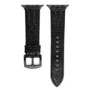 Snakeskin Leather Replacement Watch Band For Apple Watch Series 7 41mm / 6 & SE & 5 & 4 40mm / 3 & 2 & 1 38mm(Black)