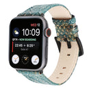 Snakeskin Leather Replacement Watch Band For Apple Watch Series 7 41mm / 6 & SE & 5 & 4 40mm / 3 & 2 & 1 38mm(Green)