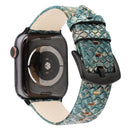 Snakeskin Leather Replacement Watch Band For Apple Watch Series 7 41mm / 6 & SE & 5 & 4 40mm / 3 & 2 & 1 38mm(Green)