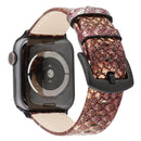 Snakeskin Leather Replacement Watch Band For Apple Watch Series 7 41mm / 6 & SE & 5 & 4 40mm / 3 & 2 & 1 38mm(Brown)